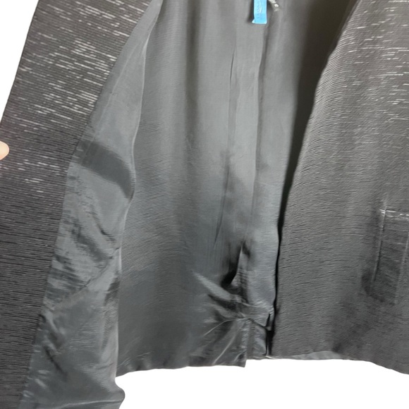 Eileen Fisher Collarless Open Front Textured Black Blazer Jacket Size Petite L - Picture 9 of 16
